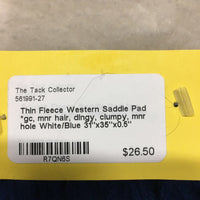 Thin Fleece Western Saddle Pad *gc, mnr hair, dingy, clumpy, mnr hole
