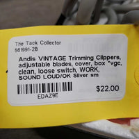 VINTAGE Trimming Clippers, adjustable blades, cover, box *vgc, clean, loose switch, WORK, SOUND LOUD/OK
