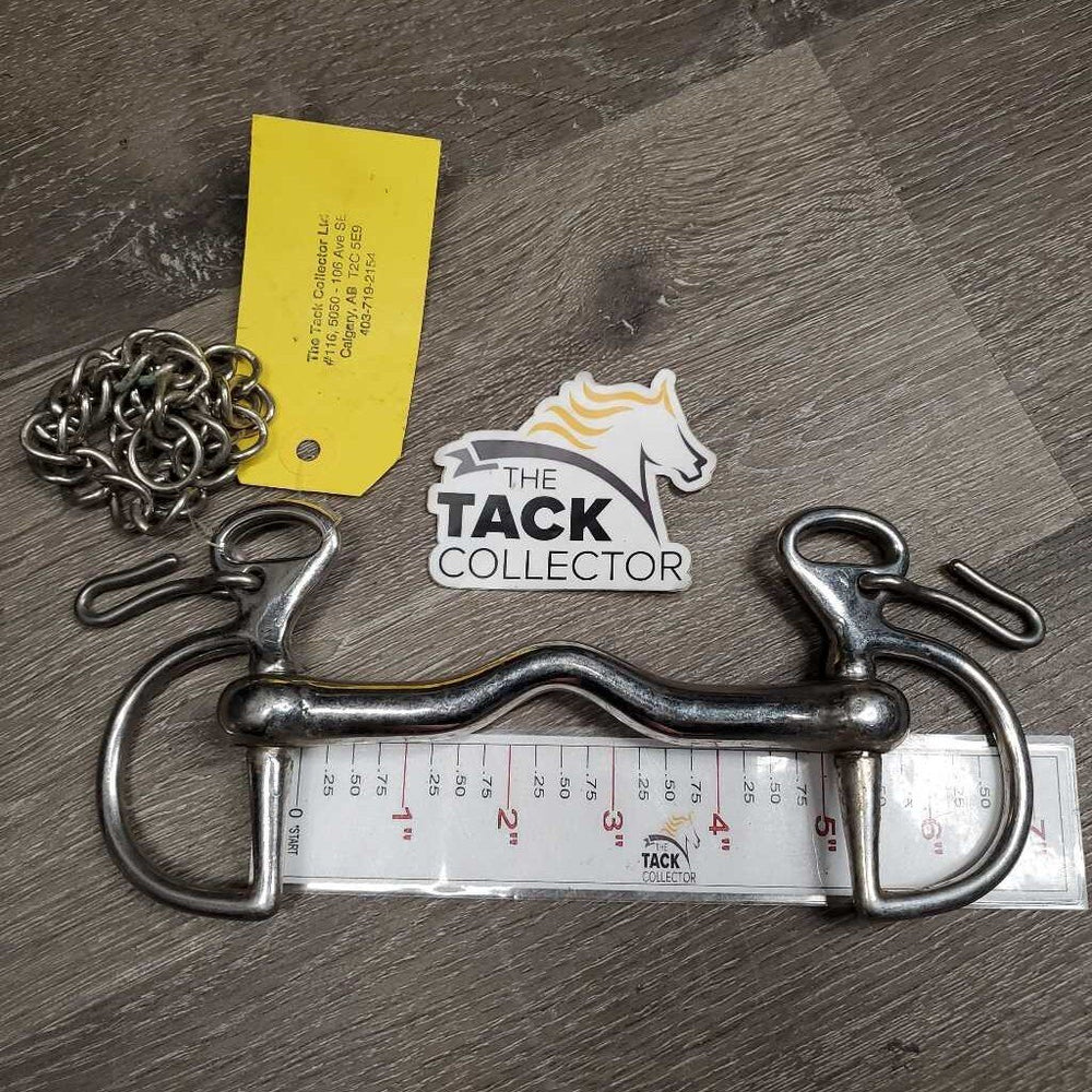 Thick Hvy High Port Mullen Mouth Kimberwick Bit, chain *gc, older, mnr dirt, scuffs