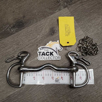 Thick Hvy High Port Mullen Mouth Kimberwick Bit, chain *gc, older, mnr dirt, scuffs