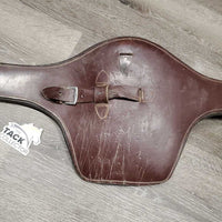 Large Leather Belly Girth, 2x els, strap *fair/gc, missing D Ring, v.dirty, v.scratches, rubs, frayed els edges