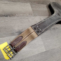 Large Leather Belly Girth, 2x els, strap *fair/gc, missing D Ring, v.dirty, v.scratches, rubs, frayed els edges
