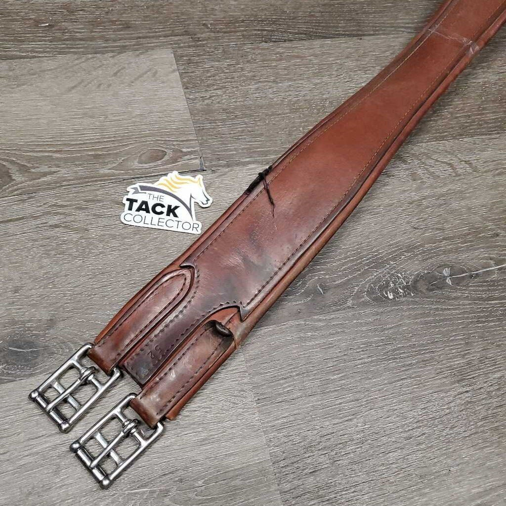 Leather Girth, 1x Els *fair, dry, inside cracks, torn edge, UNSTITCHED, older, clean, stiff, TORN els
