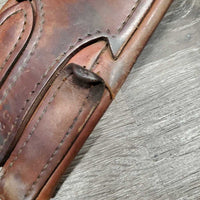 Leather Girth, 1x Els *fair, dry, inside cracks, torn edge, UNSTITCHED, older, clean, stiff, TORN els
