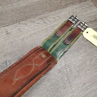 Leather Girth, 1x Els *fair, dry, inside cracks, torn edge, UNSTITCHED, older, clean, stiff, TORN els
