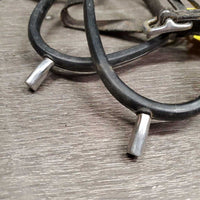 Pr Straight Rubber Sided Spurs, Narrow Leather Spur Straps *fair, dirt, widened, stiff, rust, scratches
