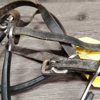 Pr Straight Rubber Sided Spurs, Narrow Leather Spur Straps *fair, dirt, widened, stiff, rust, scratches
