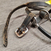 Pr Straight Rubber Sided Spurs, Narrow Leather Spur Straps *fair, dirt, widened, stiff, rust, scratches
