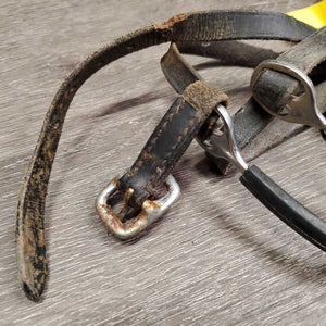Pr Straight Rubber Sided Spurs, Narrow Leather Spur Straps *fair, dirt, widened, stiff, rust, scratches
