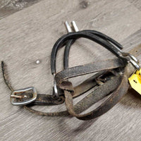 Pr Straight Rubber Sided Spurs, Narrow Leather Spur Straps *fair, dirt, widened, stiff, rust, scratches