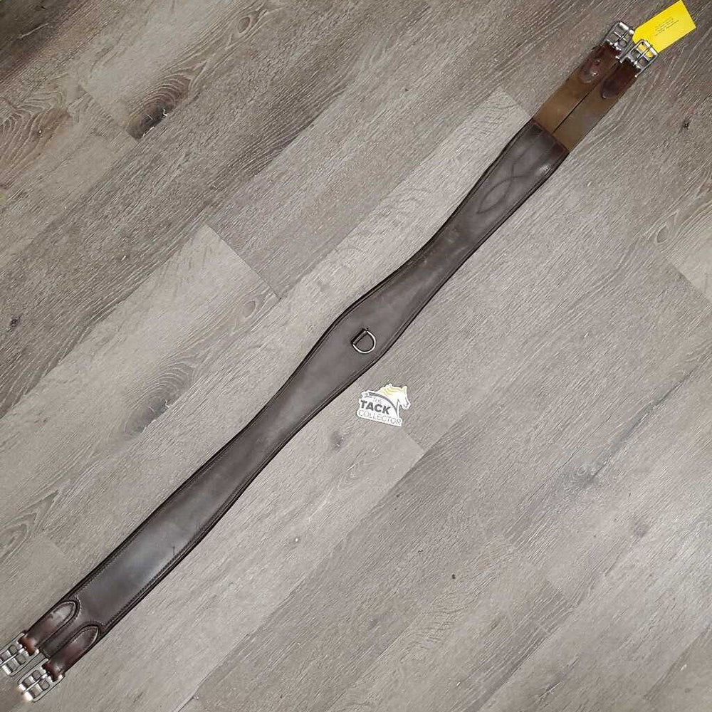 Padded Leather Girth, 1x els *gc, dirty, rubs, faded, stains, scrapes, curled end