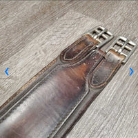 Narrow Leather Girth, 1x els *gc/fair, rusty, rubs, dirt, stiff, dry, torn els edges, hairy seams