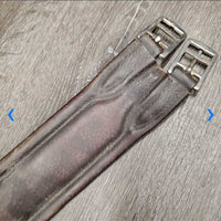 Narrow Leather Girth, 1x els *gc/fair, rusty, rubs, dirt, stiff, dry, torn els edges, hairy seams