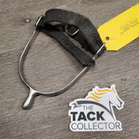 1 ONLY Xlg Round End Spurs, Wide Braided Nylon Strap *gc, dirty, scratched, bent, mnr fray, widened
