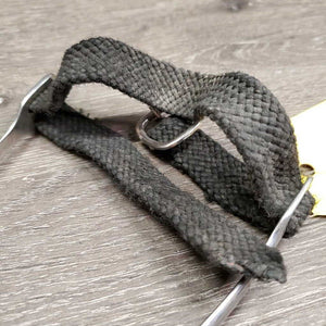 1 ONLY Xlg Round End Spurs, Wide Braided Nylon Strap *gc, dirty, scratched, bent, mnr fray, widened