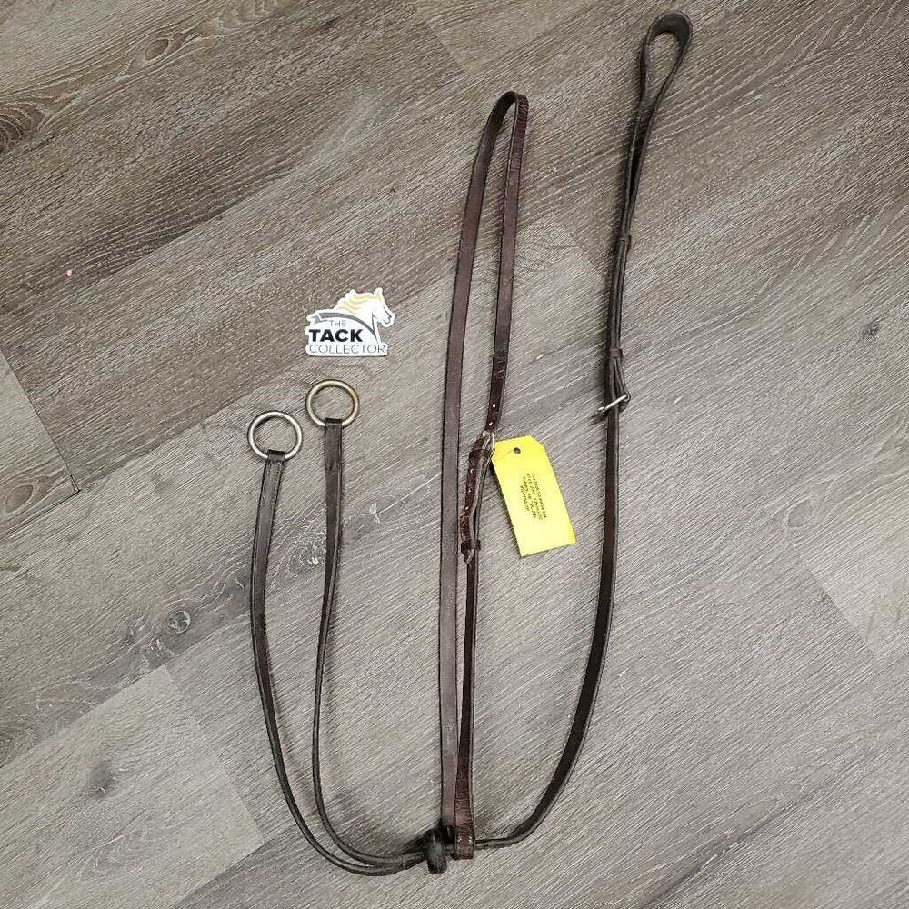 Flat Running Martingale *fair, v.stiff, v.dry, v.faded, film, dirty, chewed end, older, v.tight keeper, cracked keeper