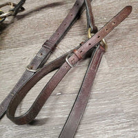 Flat Adjustable Leather Breastplate *gc/fair, v.dry, v.stiff, v.tight keepers, dirty, crackled, faed, older, rust, dirt
