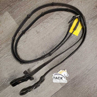 Hvy Wide Cotton Web Reins, buckles *gc/fair, dirty, rubs, frays, film, curled/rough keepers
