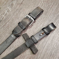 Hvy Wide Cotton Web Reins, buckles *gc/fair, dirty, rubs, frays, film, curled/rough keepers