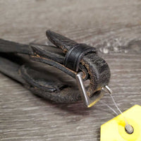 Hvy Wide Cotton Web Reins, buckles *gc/fair, dirty, rubs, frays, film, curled/rough keepers
