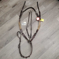 Leather Elastic Breasplate, 2 Pc Running Martingale Attachment *gc/fair, stretched, stains, chipped, stains, dent, older, residue, dirt
