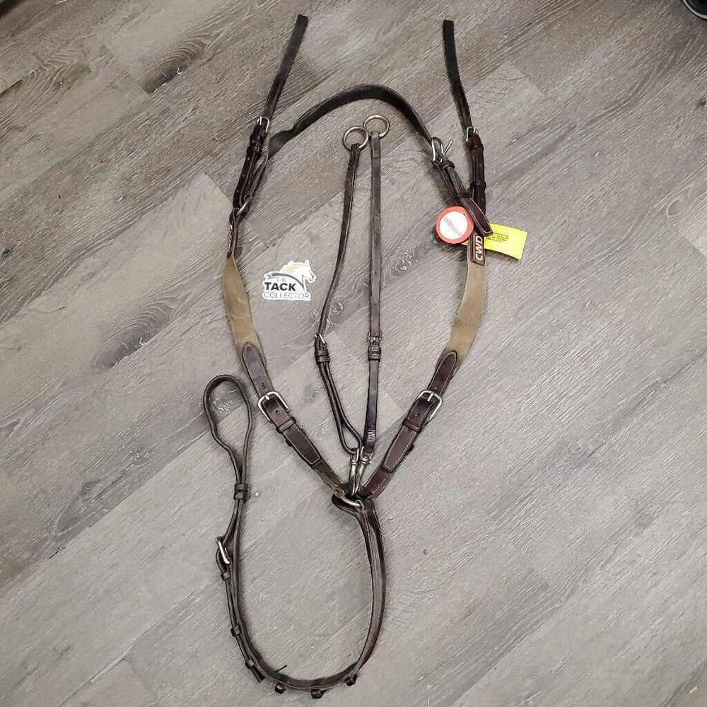 Leather Elastic Breasplate, 2 Pc Running Martingale Attachment *gc/fair, stretched, stains, chipped, stains, dent, older, residue, dirt