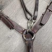 Leather Elastic Breasplate, 2 Pc Running Martingale Attachment *gc/fair, stretched, stains, chipped, stains, dent, older, residue, dirt
