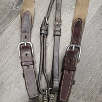 Leather Elastic Breasplate, 2 Pc Running Martingale Attachment *gc/fair, stretched, stains, chipped, stains, dent, older, residue, dirt
