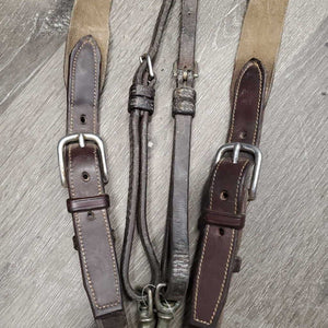 Leather Elastic Breasplate, 2 Pc Running Martingale Attachment *gc/fair, stretched, stains, chipped, stains, dent, older, residue, dirt