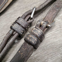 Leather Elastic Breasplate, 2 Pc Running Martingale Attachment *gc/fair, stretched, stains, chipped, stains, dent, older, residue, dirt
