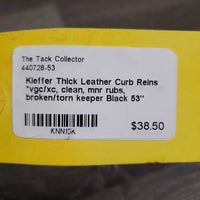 Thick Leather Curb Reins *vgc/xc, clean, mnr rubs, broken/torn keeper
