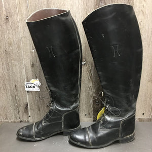 Field Boots, Pull On, Boot Pulls *gc/fair, oldewr, creased, dirty, stiff, scrapes, residue, unstitched toe