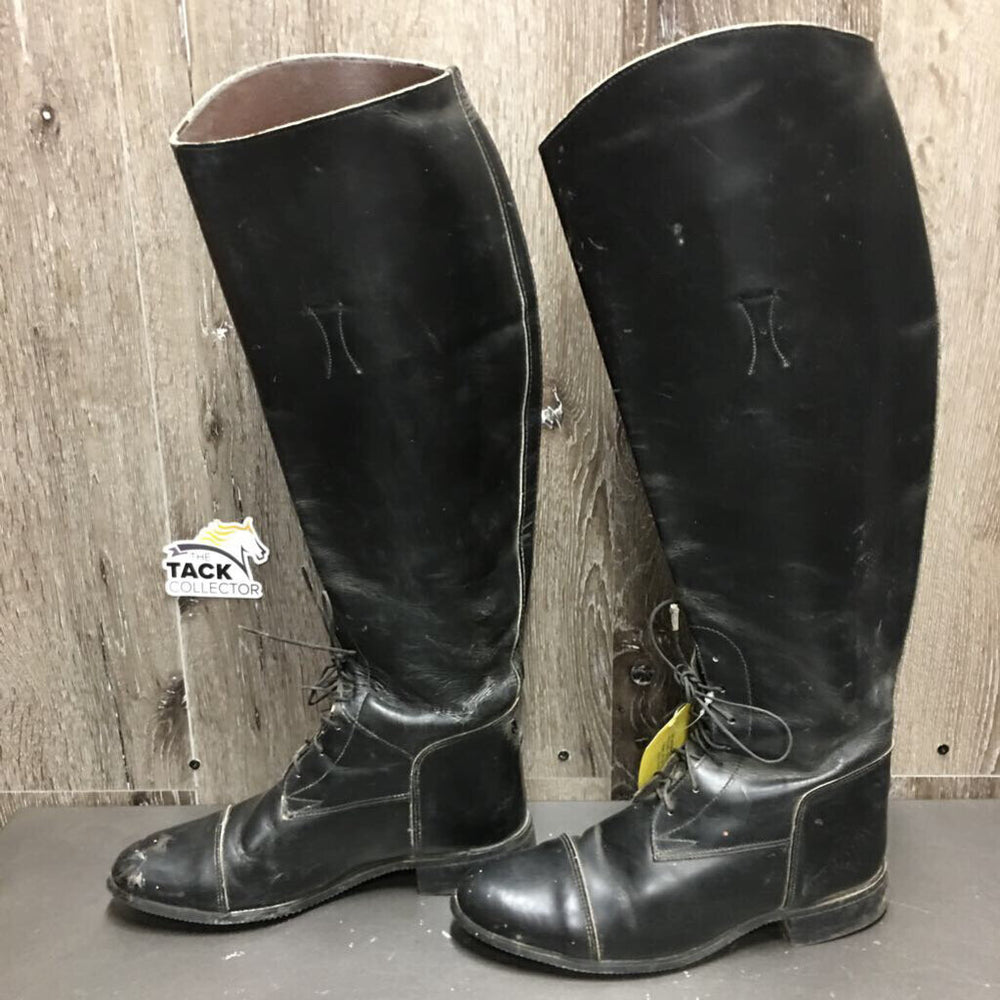 Field Boots, Pull On, Boot Pulls *gc/fair, oldewr, creased, dirty, stiff, scrapes, residue, unstitched toe