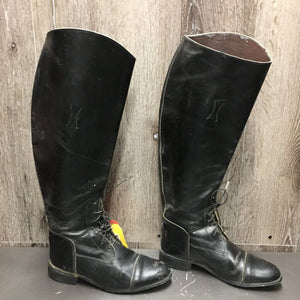 Field Boots, Pull On, Boot Pulls *gc/fair, oldewr, creased, dirty, stiff, scrapes, residue, unstitched toe