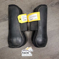 Pr Open Front Boots *gc, 1 squished, dirty, scuffs, scratches, older
