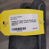 Pr Open Front Boots *gc, 1 squished, dirty, scuffs, scratches, older
