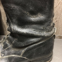 Field Boots, aftermarket Zips, Blue/Green Plaid Boot Bag, Red Plastic Forms *fair, peeling, rubs, scratches, pulling off sole
