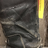 Field Boots, aftermarket Zips, Blue/Green Plaid Boot Bag, Red Plastic Forms *fair, peeling, rubs, scratches, pulling off sole
