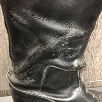 Field Boots, aftermarket Zips, Blue/Green Plaid Boot Bag, Red Plastic Forms *fair, peeling, rubs, scratches, pulling off sole