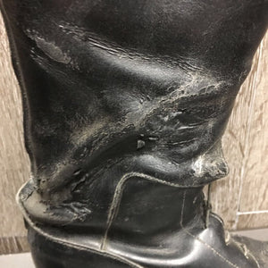 Field Boots, aftermarket Zips, Blue/Green Plaid Boot Bag, Red Plastic Forms *fair, peeling, rubs, scratches, pulling off sole