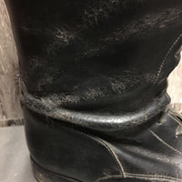 Field Boots, aftermarket Zips, Blue/Green Plaid Boot Bag, Red Plastic Forms *fair, peeling, rubs, scratches, pulling off sole
