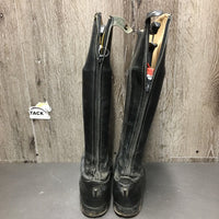 Field Boots, aftermarket Zips, Blue/Green Plaid Boot Bag, Red Plastic Forms *fair, peeling, rubs, scratches, pulling off sole
