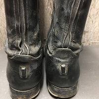 Field Boots, aftermarket Zips, Blue/Green Plaid Boot Bag, Red Plastic Forms *fair, peeling, rubs, scratches, pulling off sole
