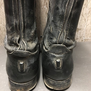 Field Boots, aftermarket Zips, Blue/Green Plaid Boot Bag, Red Plastic Forms *fair, peeling, rubs, scratches, pulling off sole