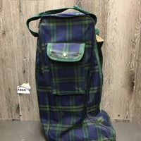 Field Boots, aftermarket Zips, Blue/Green Plaid Boot Bag, Red Plastic Forms *fair, peeling, rubs, scratches, pulling off sole
