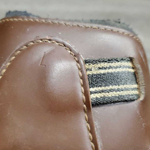 Leather Hind Boots, tabs *gc, dirty, scratches, scrapes, paint