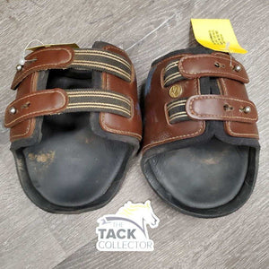 Leather Hind Boots, tabs *gc, dirty, scratches, scrapes, paint