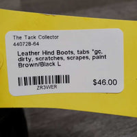 Leather Hind Boots, tabs *gc, dirty, scratches, scrapes, paint
