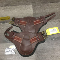 Leather Hind Boots, buckles, neoprene velcro liners *gc, dirt, stiff, dry, scrapes?chewed edges, rubs, older
