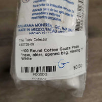 ~100 Round Cotton Gauze Pads *new, older, opened bag, missing ?